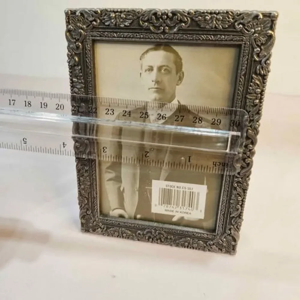 Ornate Pewter-Tone Metal Picture Frame